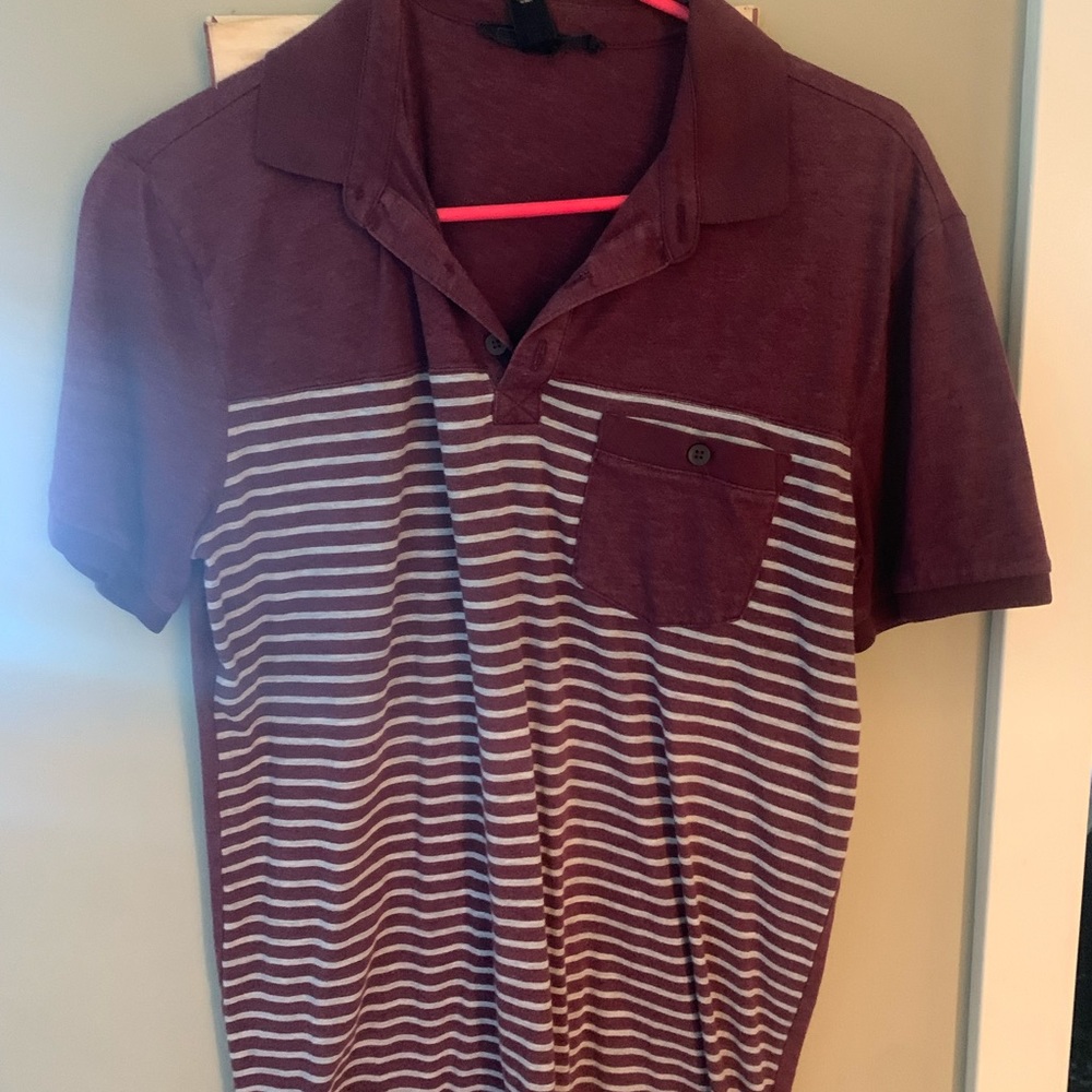medium striped half button